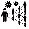 感染が広がる｜ウイルス｜人物 - ピクトグラム｜フリーイラスト素材
