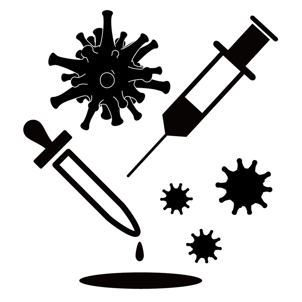 新型コロナウイルス｜感染症｜予防 - シンプル / クリップアート / アイコン / イラスト / 無料 / 白黒 / 二色 / PNG形式：背景透明