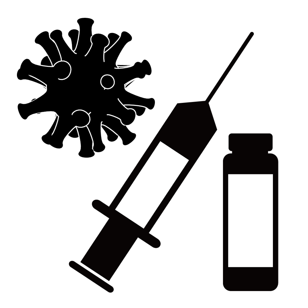 感染拡大｜予防｜ウイルス - シンプル / クリップアート / アイコン / イラスト / 無料 / 白黒 / 二色 / PNG形式：背景透明