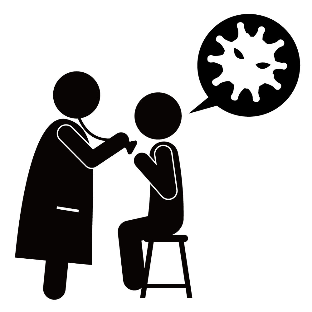 ウイルス｜発熱｜予防 - シンプル / クリップアート / アイコン / イラスト / 無料 / 白黒 / 二色 / PNG形式：背景透明