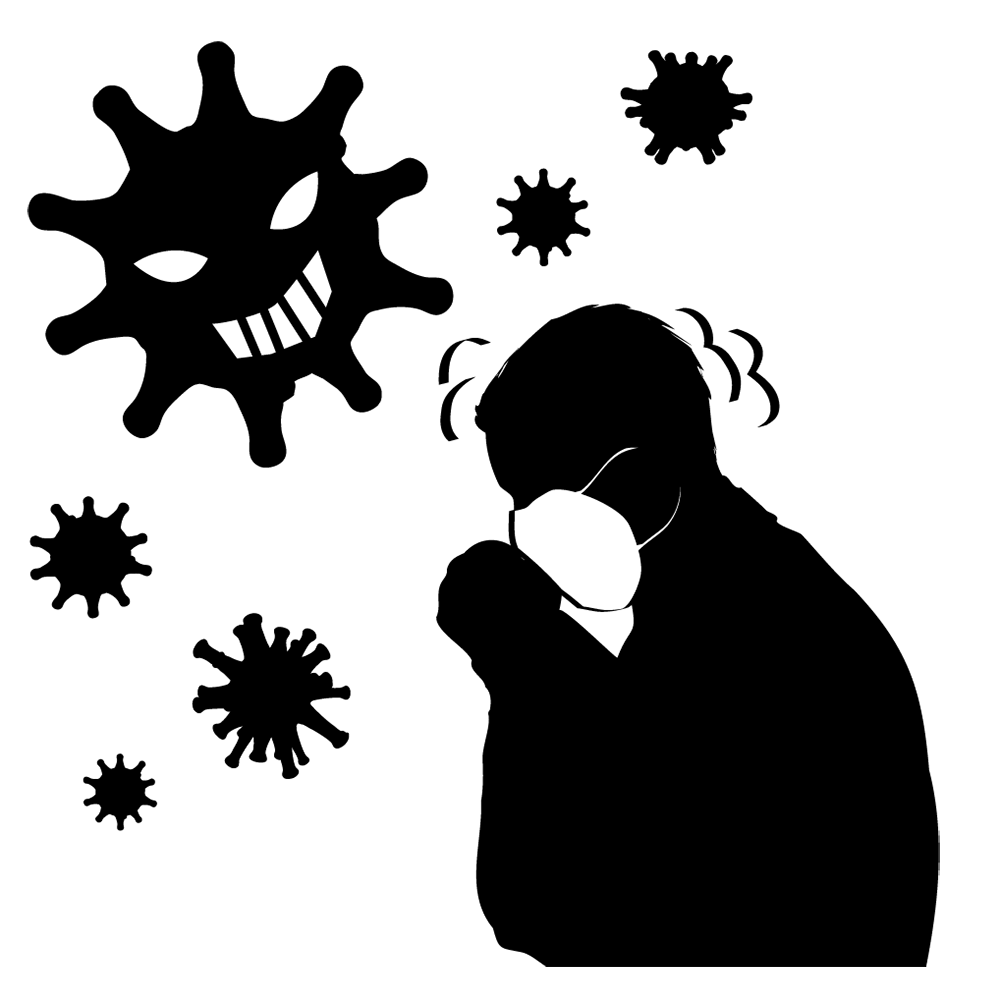 知識｜学ぶ｜ウイルス - シンプル / クリップアート / アイコン / イラスト / 無料 / 白黒 / 二色 / PNG形式：背景透明