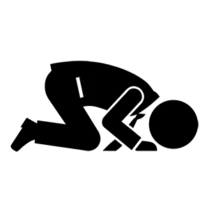 スーツを着た男性が地面に手をついて土下座で謝罪しているシルエット