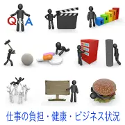 Q&A、カチンコ、棒グラフ、ハンマー、薬、書類整理、壁際、胴上げ、木の看板、ハンバーガーなど、ビジネス分析から娯楽まで多岐にわたる黒い3Dピクトグラムのセット。